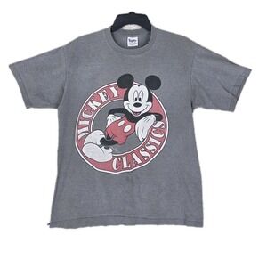 Vtg Disney T-Shirt Mickey Classics Mens L Gray Boxy Single Stitch SS USA Made